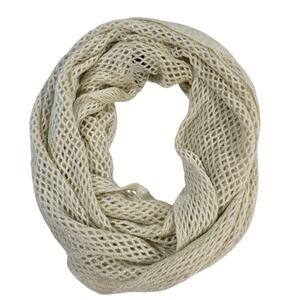 Steve Madden Infinity Scarf Metallic Knit One Size Cream Women's Warm Preppy‎